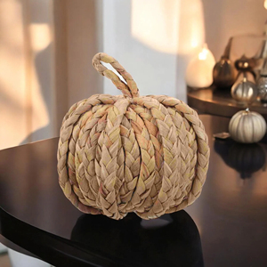 Decoración de Calabaza Tejida a Mano, Calabaza de Paja Natural para Otoño, Centro de Mesa Rústico para Acción de Gracias, Adorno de Cosecha - Product Image 5