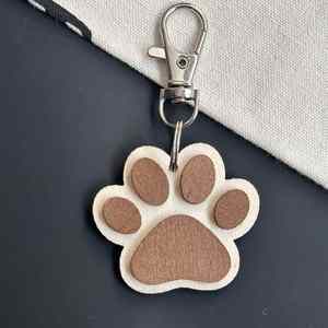 Porte-clés en bois pour animaux de compagnie, porte-clés et breloque de sac en forme d'ours en bois, accessoire unique pour sacs à dos, sacs à main et décoration de style personnel - Product Image 2