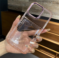 Étui Portefeuille Transparent Antichoc avec Emplacement pour Cartes pour iPhone 17 16 15 14 12 11 13 Pro Max Plus – Coque Rigide en Acrylique Transparent