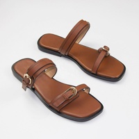 Mules d'été antidérapantes personnalisées de créateur, sandales plates de luxe pour femmes avec boucles métalliques, pantoufles à plateforme pour femmes