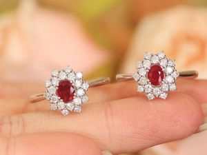 Anillos de Diamantes y Rubíes de Oro Real de 18K Xinfly Classic, Joyería Au750 para Damas - Product Image 5