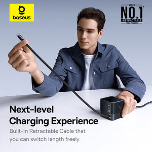 Nueva oferta <span class=keywords><strong>Baseus</strong></span> <span class=keywords><strong>100W</strong></span> cargador de escritorio para tableta portátil cargador rápido retráctil USB C cargador de teléfono para iPhone Samsung Macbook - Product Image 5