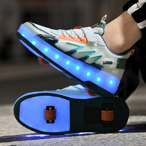 <span class=keywords><strong>Chaussures</strong></span> <span class=keywords><strong>à</strong></span> <span class=keywords><strong>roulettes</strong></span> rétractables LED lumineuses 4 roues en gros, baskets <span class=keywords><strong>à</strong></span> <span class=keywords><strong>roulettes</strong></span> 2-en-1 en maille respirante avec frein pour enfants - Product Image 4