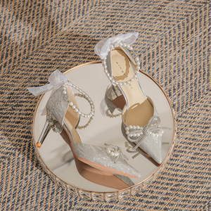 2024 moda Slip on Slingback sottile S donna tacco alto sandali donna pump <span class=keywords><strong>scarpe</strong></span> sandalo <span class=keywords><strong>scarpe</strong></span> da <span class=keywords><strong>sposa</strong></span> per la <span class=keywords><strong>sposa</strong></span> - Product Image 3