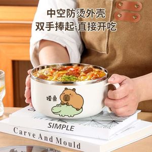 ชามบะหมี่กึ่งสำเร็จรูปพร้อมฝาปิด สแตนเลส ความจุขนาดใหญ่ ดีไซน์การ์ตูนน่ารัก สำหรับใช้ในบ้าน - Product Image 5