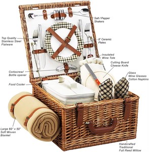 ตะกร้าปิกนิกทำจากไม้สานแบบเรียบง่ายสำหรับจัดเก็บของพร้อมด้ามจับสำหรับครอบครัวอีสเตอร์แบบหรูหราออกแบบได้ตามต้องการจากโรงงาน - Product Image 4