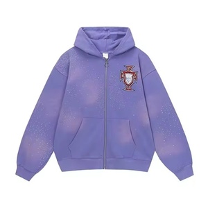 <span class=keywords><strong>Sudadera</strong></span> con capucha y cremallera a <span class=keywords><strong>rayas</strong></span> estilo universitario para <span class=keywords><strong>hombre</strong></span>, de gran tamaño, de algodón 100% de alto gramaje, con estampado retro, estilo urbano informal - Product Image 3