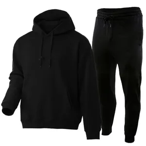 Conjunto profesional de Sudadera con capucha para hombre, ropa deportiva de dos piezas de Color sólido para exteriores, diseño para clima frío