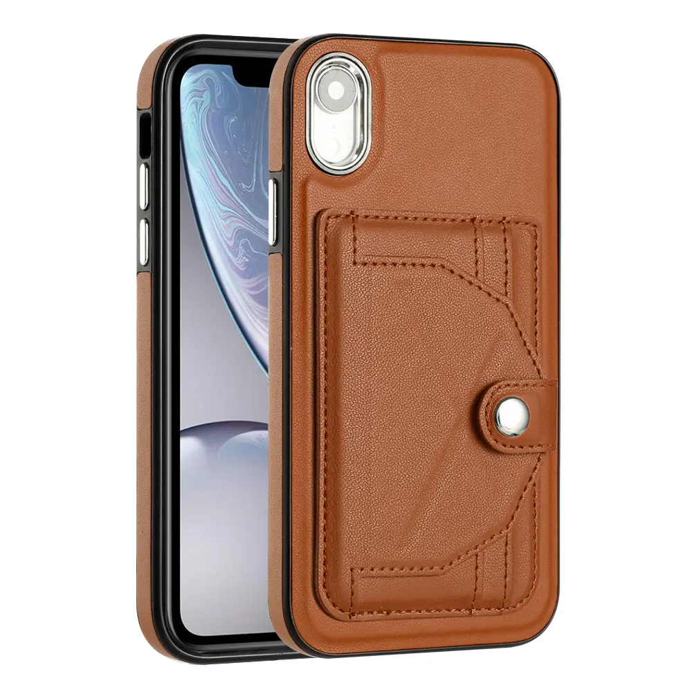 YB Revestimento De Couro Série-4 Slots De Cartão Caixa Do Telefone Dropshipping Produtos 2023 para iPhone XR Kickstand PU Couro Revestido TPU Capa