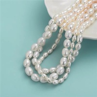 Collier AAAAA NORNS en perles d'eau douce plaquées platine en forme de riz Edison, perles classiques faites à la main, certifié NGTC, impeccable pour le bricolage