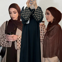 Robe de l'Aïd al-Fitr style turc, Abaya brodée pour femme, Robe musulmane du Moyen-Orient, Robe ouverte pour la prière du Ramadan pour Européennes, Grandes tailles