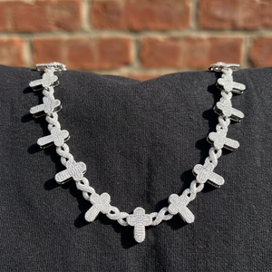 Collier chaîne torsadée en argent sterling 925 plaqué or blanc 6 mm avec pendentif croix en moissanite VVS pour homme, vente en gros d'usine - Product Image 3