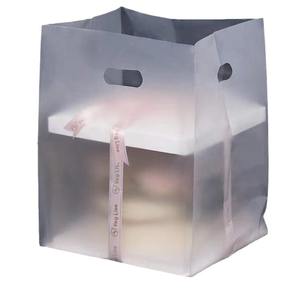 Custom Transparant Frosted Poly Plastic Boodschappentassen Brood Pack Ldpe <span class=keywords><strong>Bag</strong></span> Gestanst Plastic Afhaalzak Met Handvat - Product Image 5