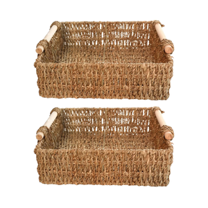 Cesta plegable de una sola capa para el baño, para ropa sucia, de mimbre de salteña, con diseño de hoja, ecológica, multifuncional, para plantas - Product Image 1