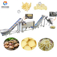 Automatische machine voor het schillen, wassen en snijden van verse aardappelen, productielijn voor frieten of gegolfde verse aardappelproductie