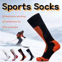 Chaussettes de compression hautes jusqu'au genou, épaisses, avec fond en tissu éponge, couleur contrastée, chaudes, respirantes, anti-humidité, pour l'hiver, l'escalade, le ski, les sports