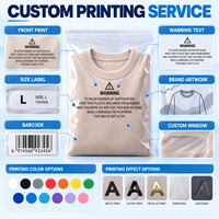 Sacs d'emballage transparents personnalisés en PE auto-adhésifs avec texte d'avertissement pour vêtements, pour boutiques de détail, e-commerce et vente en gros