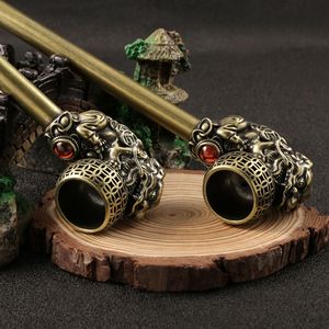 Bán buôn đồ cổ: Gậy hút thuốc bằng đồng thau Ruby Braves cổ điển, đồ thủ công bằng kim loại đồng thau cổ, bộ sưu tập đồ cổ - Product Image 2