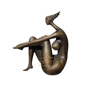Sculpture de femme corpulente en yoga grandeur <span class=keywords><strong>nature</strong></span>, bronze naturel, statues d'art de femme nue corpulente pour décoration intérieure - Product Image 6