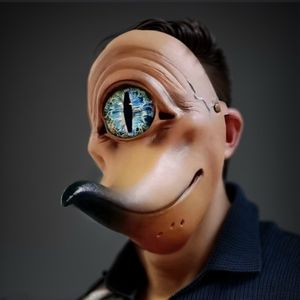 Masque Alien en Latex Intégral pour Halloween, Cosplay Sci-Fi, Peau Brune, Yeux Bleus, <span class=keywords><strong>Pupille</strong></span> Ronde/Verticale, Indispensable, 18+, Costume de Niveau Cinématographique - Product Image 4