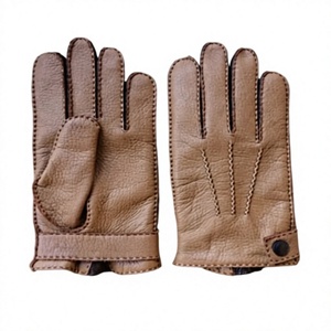 Gants de conduite en cuir marron camel pour femme, chauds pour l'hiver, à doigts entiers, avec sangle de poignet réglable - Product Image 6