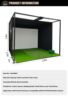 Cage de simulateur de golf domestique PGM DIY à montage rapide, structure modulaire avec écran d'impact et tapis de golf