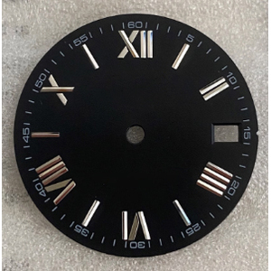 Cadran de montre 28,5 mm à motif soleil et chiffres romains, style bois, pièces de rechange pour mouvement NH35 NH36 - Product Image 3