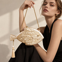 Pochette de soirée en acrylique marbré en forme de poisson, sac à main de luxe pour femme, sac à bandoulière de créateur, sac de banquet