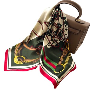 LRTOU syal wanita pola kuda Digital, syal poliester kain sutra kotak pola kuda Digital kustom 70*70cm untuk wanita - Product Image 6