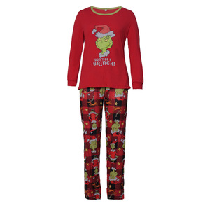 Conjuntos de Pijamas Térmicos de Malha com Estampa de Desenho Animado para Mulheres, Moda Coreana Personalizada para o Outono de 2023, Pijamas de Natal para a Família - Product Image 4