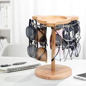 Wooden <b>Rotating</b> Sunglasses Display <b>Rack</b> 12 Slots Multipurpose Desktop Organizer Eco Friendly Eyewear <b>Storage</b> Stand - Product Image 1