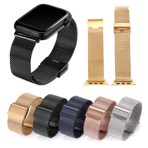<span class=keywords><strong>Bracelet</strong></span> de montre milanais Bracelets en acier inoxydable Boucle en <span class=keywords><strong>maille</strong></span> métallique personnalisée pour Appl-e Iwatch 38 40 41 42 44 45mm - Product Image 1