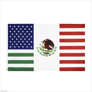 定制数码印花双针涤纶面料快速交货蓝白墨西哥美国国旗5星全新设计