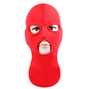 Masker Ski bersepeda pria, Balaclava wajah penuh tiga lubang tipis dan bernapas untuk Balaclava kustom - Product Image 4