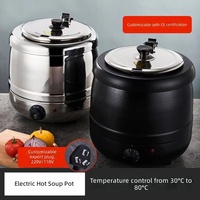 Marmite à soupe électrique de luxe en acier inoxydable noir mat 500W 10L, autoportante, carrée, pour buffet