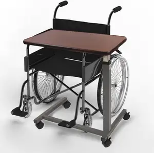 Meja samping tempat tidur dengan penyesuaian tinggi, Ideal untuk pasien dan pengasuh, roda mulus untuk mobilitas