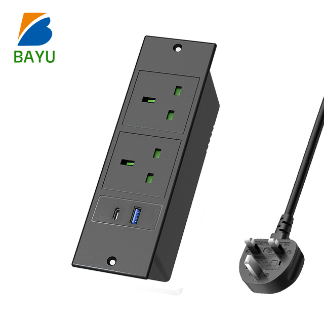 UK CE Table Mounted Desk Recessed Extension Socket USB Type-C PD 20W Fast Charging Flame Retardant Home Office
