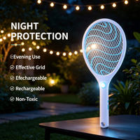 Raquette anti-moustiques électrique rechargeable USB avec filet de sécurité 3 couches, lumière LED, haute tension, tue-insectes, vente en gros d'usine, OEM personnalisé