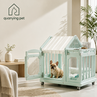 Villa panoramique haut de gamme en acrylique pour chien, visibilité à 360°, niche mobile pour petit chien, enclos de jeu intérieur/extérieur pour animaux de compagnie, avec roues universelles