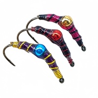 Lot de 5 mouches artificielles Nymphes Bioniques par boîte avec 9 hameçons #   Hameçon à œil en métal renforcé de fil, à pointe barbelée, pour la pêche à la truite, au bar et aux leurres à mouche