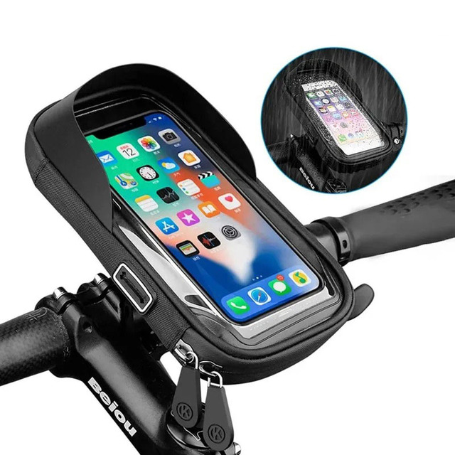 Waterproof Bicycle Motorcycle Phone Holder Bike Phone Touch Screen Bag 6.4inch Bicycle Handlebar Holder Bike Accessories