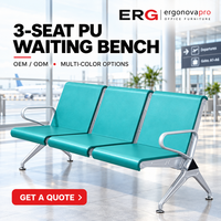 Chaise d'attente publique 3 places en polyuréthane auto-revêtu avec accoudoirs pour banques, aéroports, hôpitaux et gares