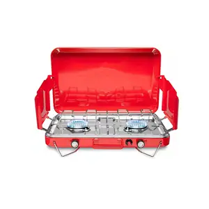 Cuisinière à gaz portable à 2 brûleurs pour le camping Cuisine Voyage Construction durable en acier et fer fonctionne avec propane et butane