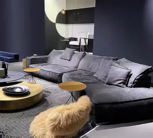 Echt Lederen Minimalistische Hoekbank Set Woonkamer Technologie Doek Klein Appartement Comfortabele Sofa Combinatie