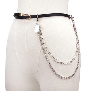 โซ่คาดเอวสองชั้น โลหะผสมสังกะสี รูปทรงเรขาคณิต สไตล์พังก์ ฮิปฮอป แฟชั่น สำหรับใส่ทุกวัน - Product Image 2