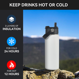 Botella de vacío de acero inoxidable de 18 oz con doble y triple pared, aislamiento al vacío, tapa con pajita abatible 2 en 1, sin condensación y a prueba de fugas para alimentos. - Product Image 2