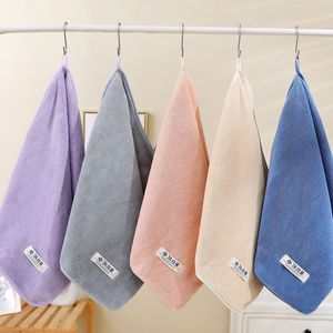 Coral Fleece Towels 35x75cm Rectangular Antimicrobial Home Use Solid Color Purple Gray Pink Blue - Product Image 1