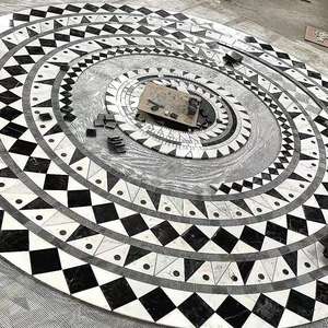 Diseño de Alfombra de Panel de Mármol Moderno de Alta Calidad Personalizado, Incrustaciones de Latón, Medallón de Piso con Chorro de Agua, Mosaico de Piedra, Precio Bajo - Product Image 1