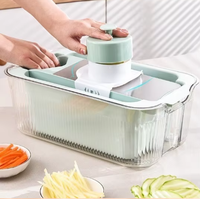 AMZ Vente à Chaud Hachoir à Légumes Manuel Multifonctionnel 6 en 1 Broyeur de Fruits et Légumes Coupe-Pommes de Terre avec Panier de Vidange