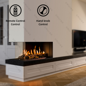 เตาผิงแก๊สธรรมชาติแบบเหลว CRUISE หัวเผาแบบเส้นตรง ไม่มีช่องระบายอากาศ แบบฝัง มองเห็นเปลวไฟได้สามด้าน - Product Image 3